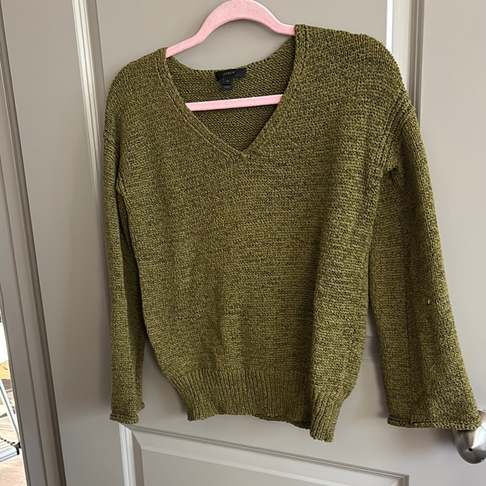 Olive Green V-Neck Sweater